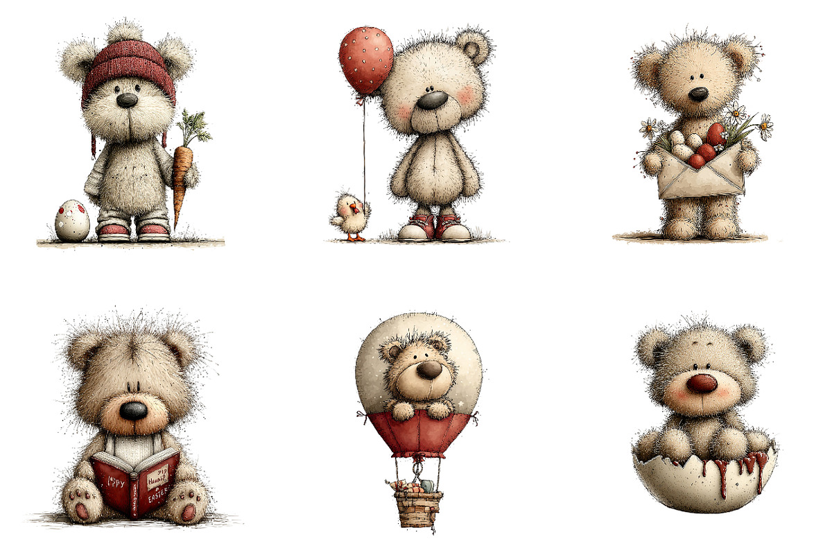 Whimsical Easter Teddy Bear Clipart, an Illustration by CreationArt (Photo 2 of 5)