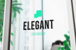 Glass Window Logo Mockup Office