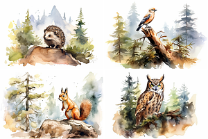 Rustic Watercolor Forest Collection