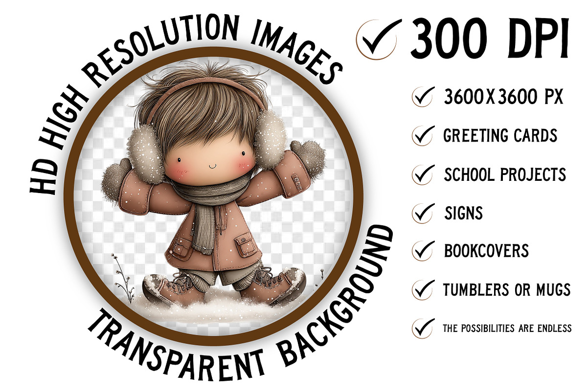 Whimsical Winter Kids Clipart, an Illustration by Craft Nest (Photo 2 of 11)