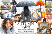 Rainy Autumn Clipart Bundle, an Illustration by Libby Wishes (Thumbnail 1 of 7)