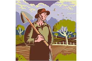 Organic Farmer Holding Shovel WPA