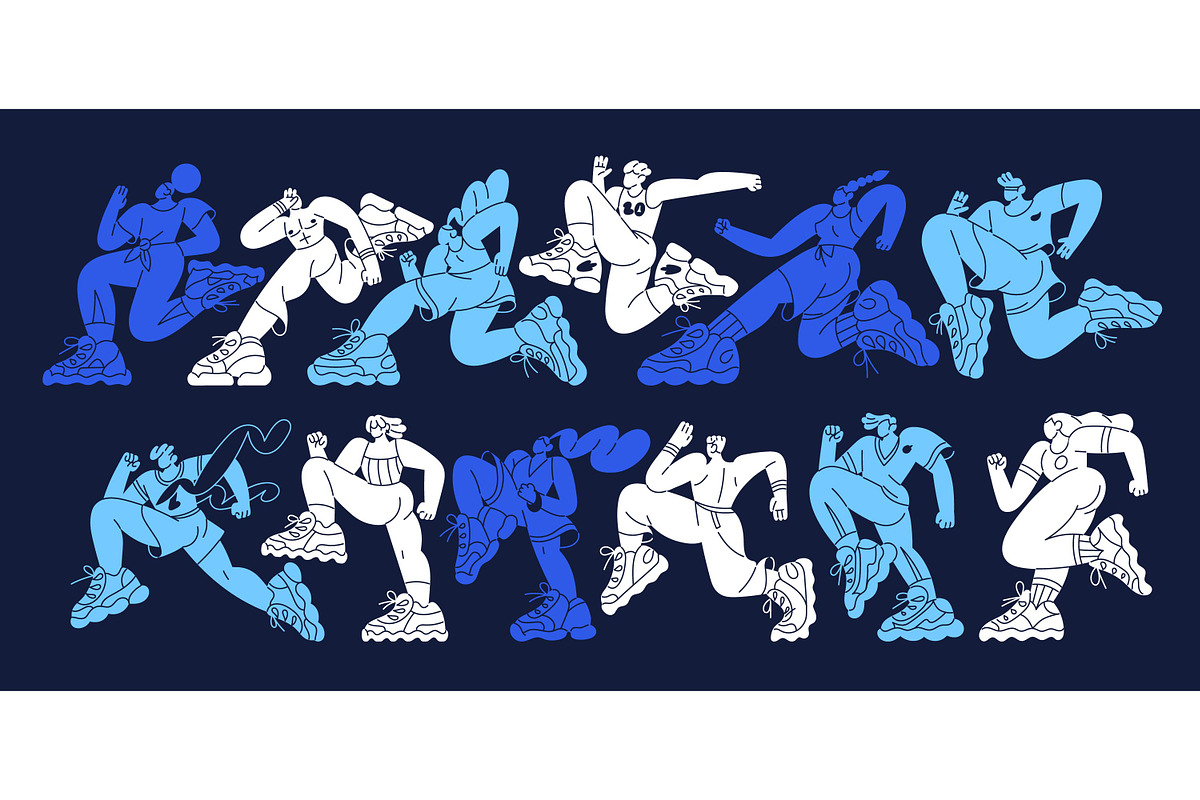 Running people set + backgrounds, a Sport Illustration by PaperTrident (Photo 2 of 13)
