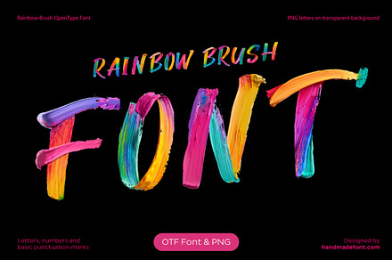 Rainbow Brush Font, a Handwritten Font by Handmadefont