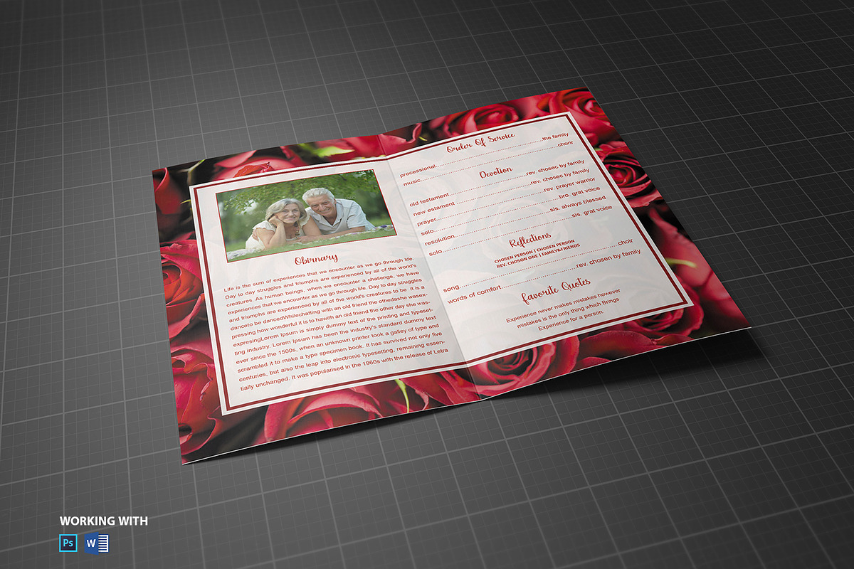 Funeral Program Template Red Rose, a Brochure Template by Madhabi Studio (Photo 4 of 6)