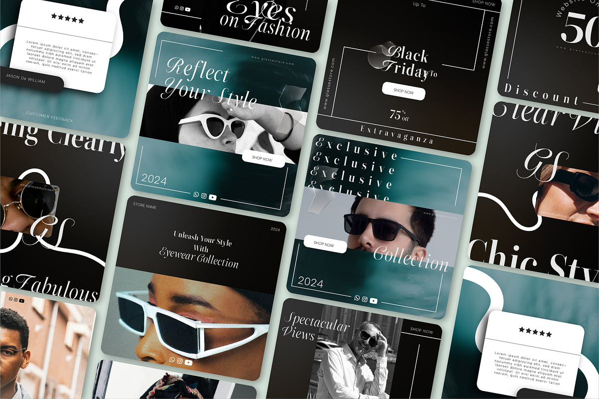 Eye Wear // Fashion Social Media Kit, a Social Media Template by SecondBrain Store (Photo 1 of 9)