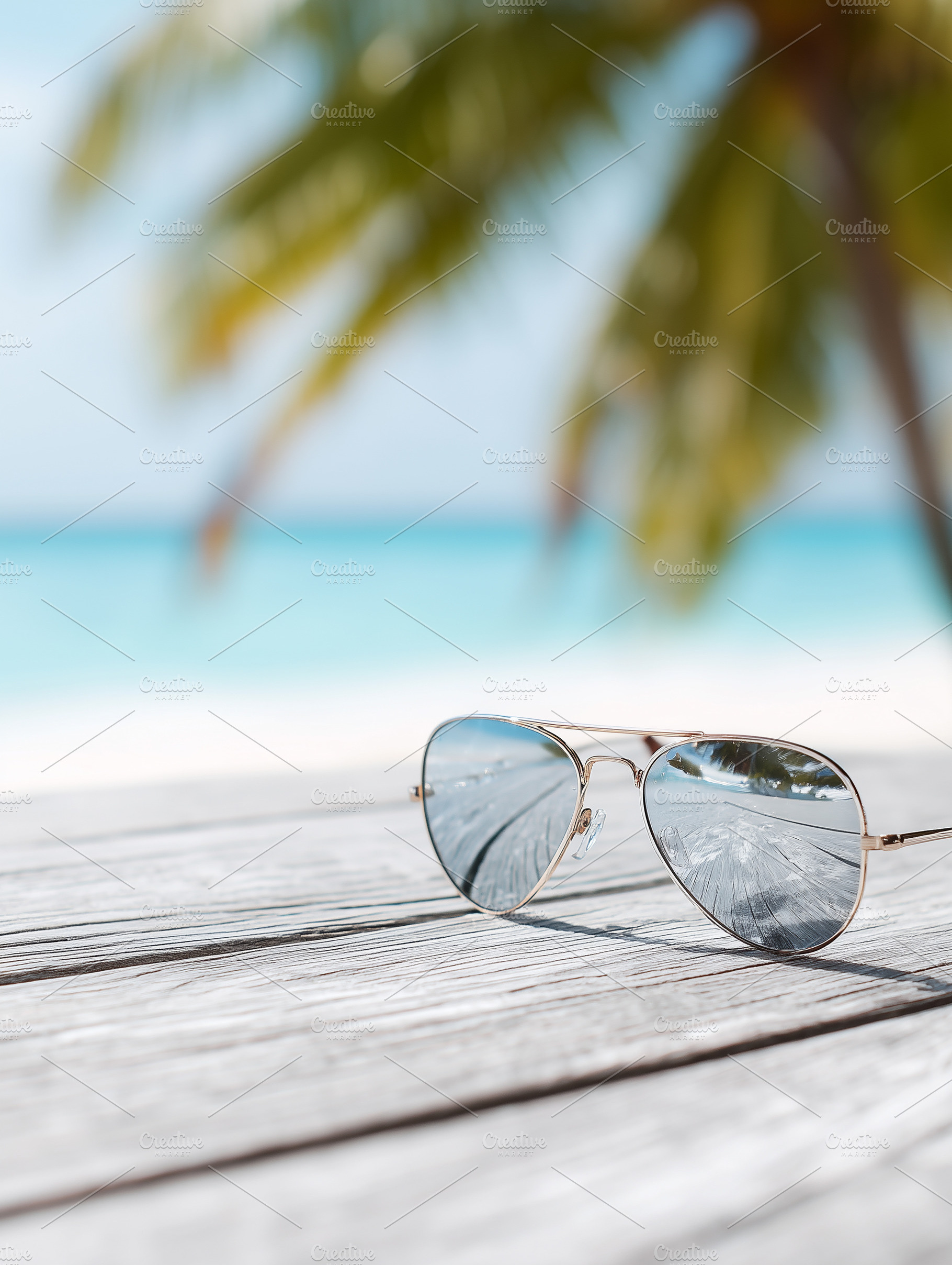 Aviator sunglasses resting on table, a Nature Photo by MistyDay