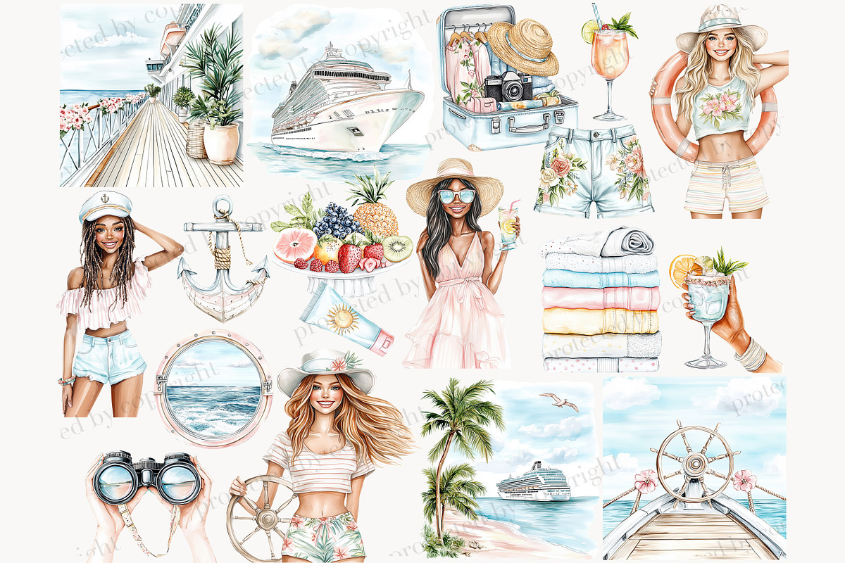 Cruise Clipart PNG | Travel Clip Art, a Person Illustration by GlamArtZhanna (Photo 3 of 6)