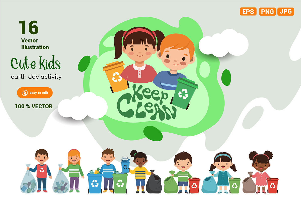 Cute Kids - Earth Day Activity, an Illustration by OtpirusGraphic (Photo 1 of 5)