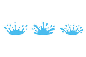 Set of three blue water splash, an Illustration by GraphiShop