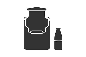 Milk Can And Bottle Glyph Icon