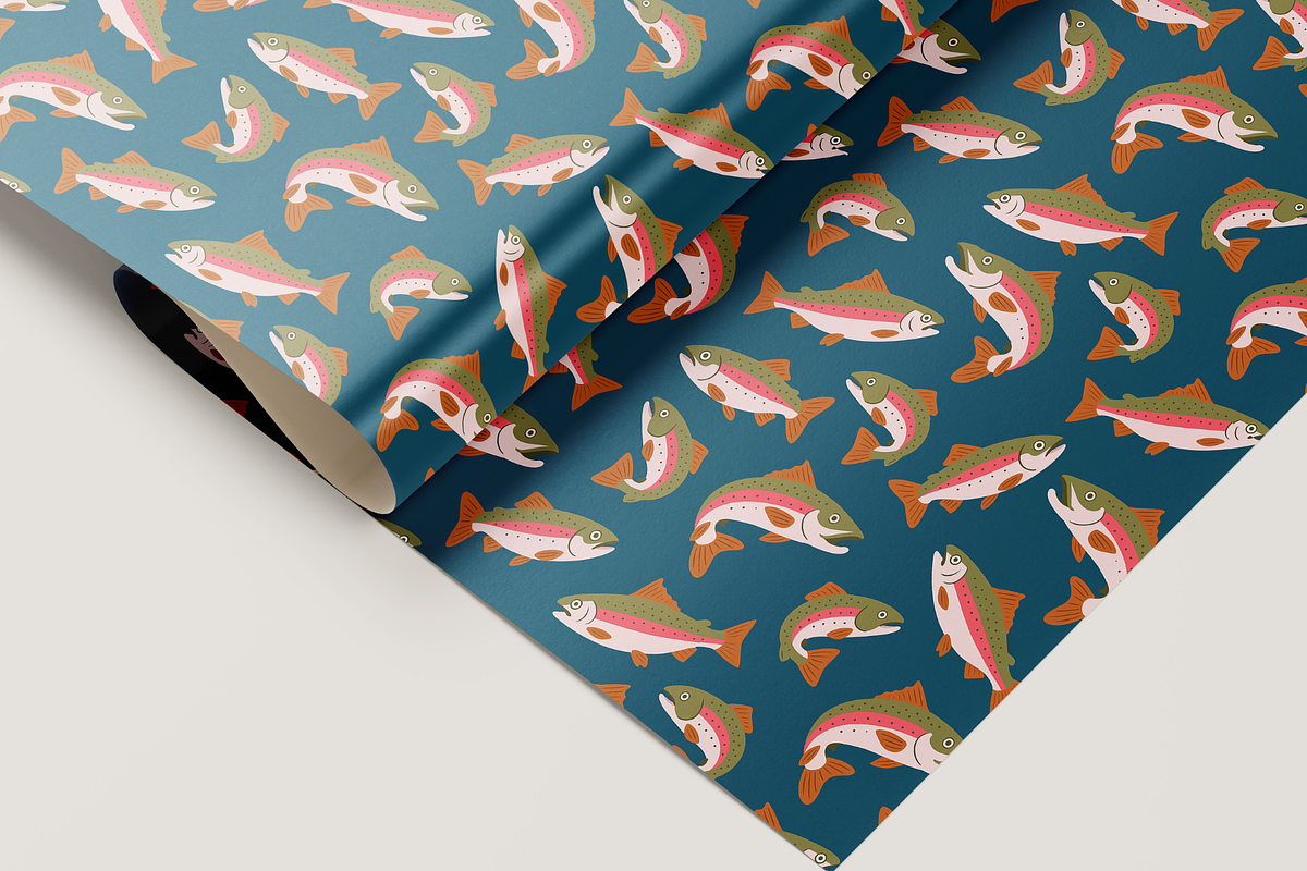 Seamless Rainbow Trout Pattern, a Pattern Graphic by EmmaGDesigner (Photo 4 of 5)
