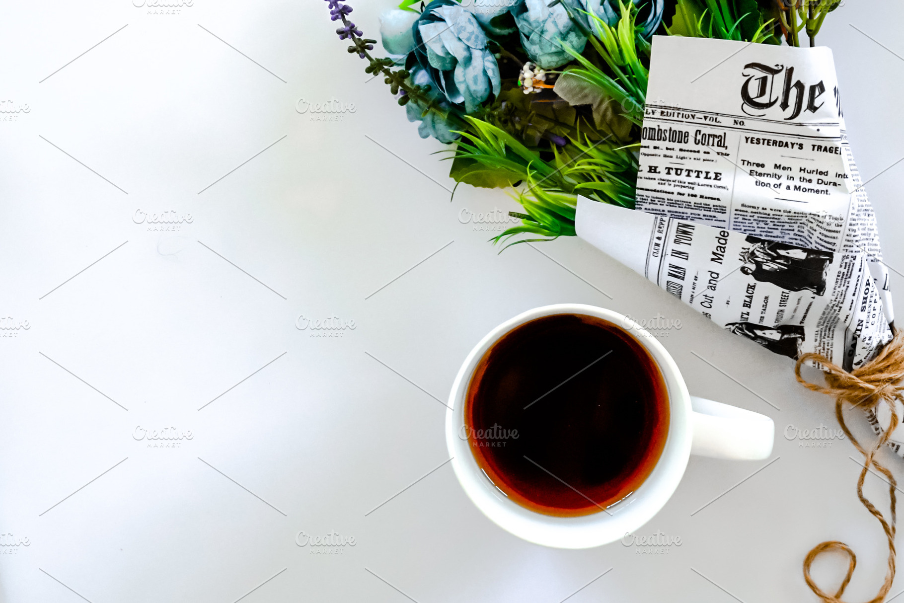 Mug of tea  elegance containing work, workspace, and desk, a Business Photo by Qamber Designs & Media