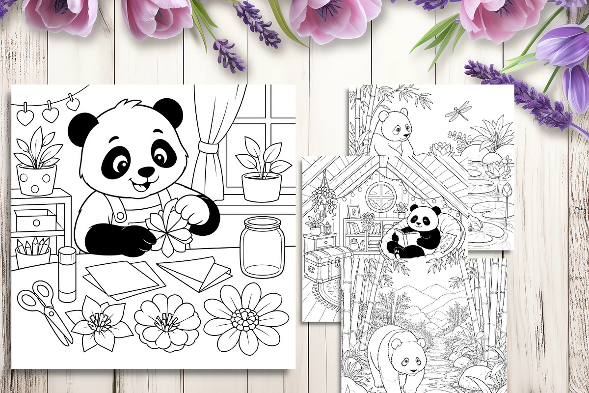 79 Panda Coloring Pages Bundle, a Brochure Template by LA Design (Photo 6 of 10)