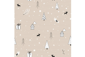 Winter cartoon seamless pattern with, an Object Illustration by Toltemara