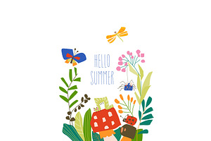 Cute Cartoon Insects In Summer