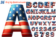 4th July Alphabet & Number Font Bund, an Illustration by DreamCafeArt (Thumbnail 1 of 7)