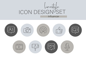 Linestyle Icon Design Set Influencer