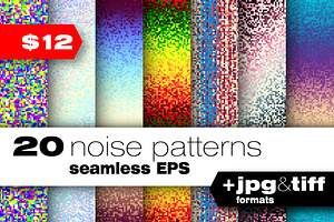 20 Glitch Noise Seamless EPS