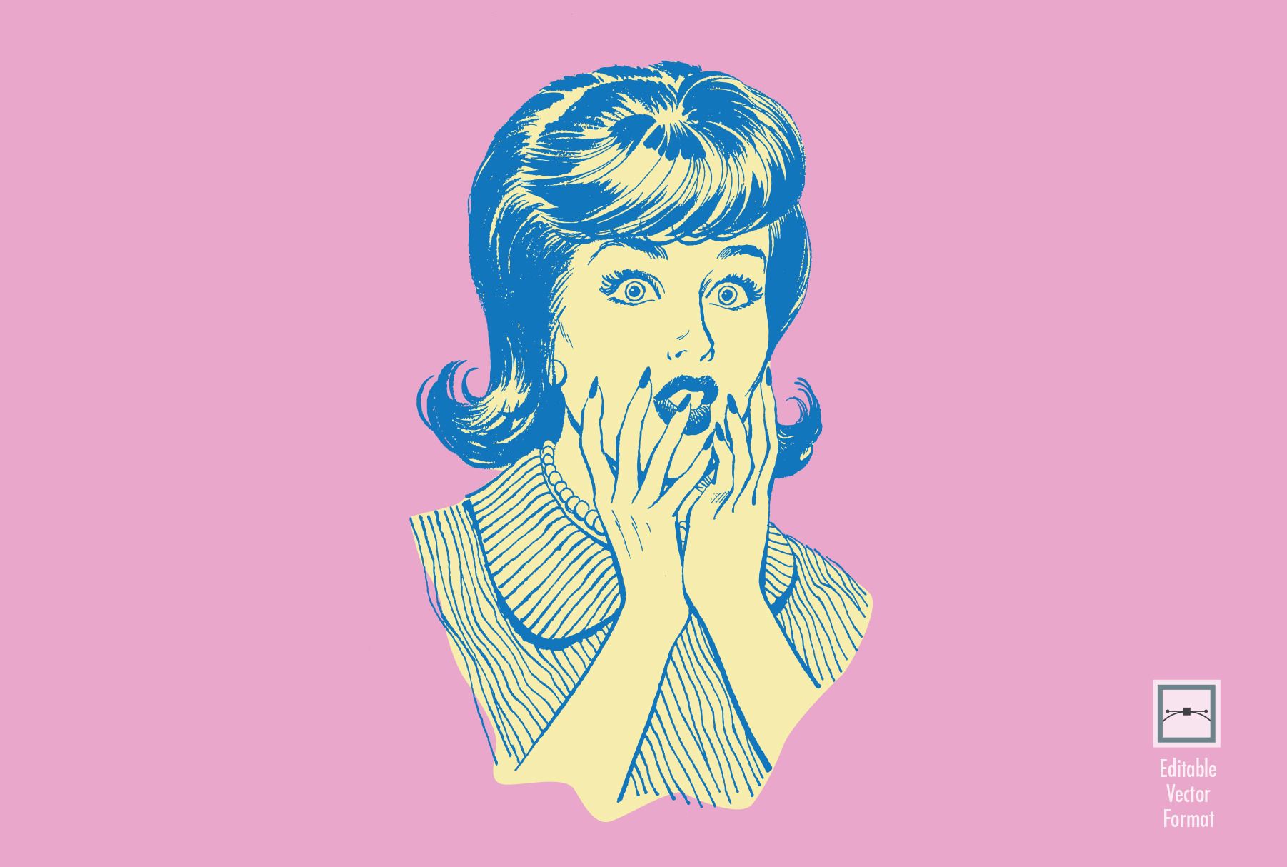 Scared Woman (vector), an Illustration by Paper Moon Graphic Supply