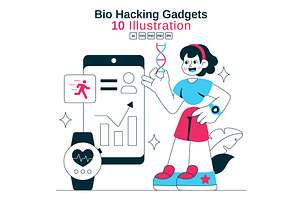 10 Bio Hacking Gadgets Illustration, a Technology Illustration by denayunebgt