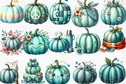 Watercolor Teal Pumpkins Clipart, an Illustration by Designking (Thumbnail 2 of 4)