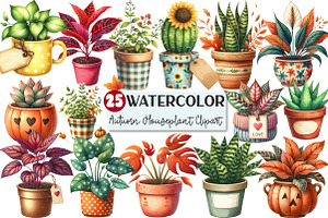 Positive Autumn Houseplant Clipart, an Illustration by Rose Art