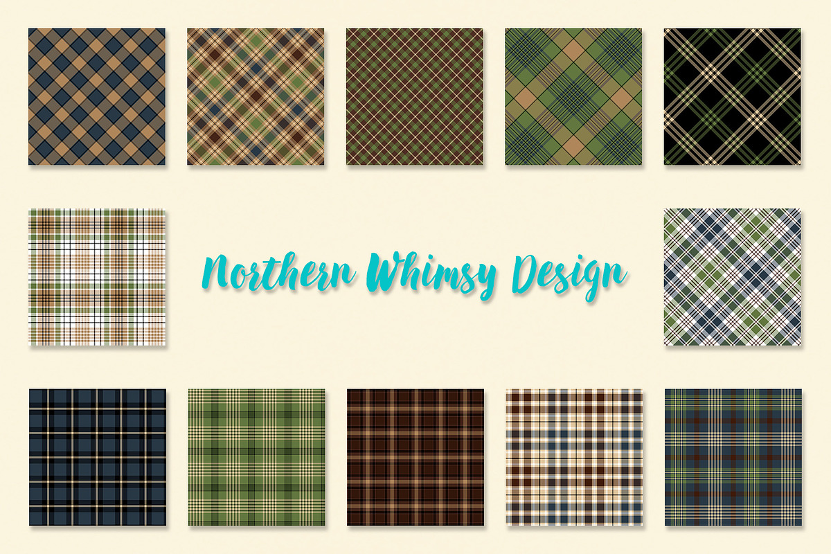 Masculine Plaid Patterns, a Pattern Graphic by Northern Whimsy Design