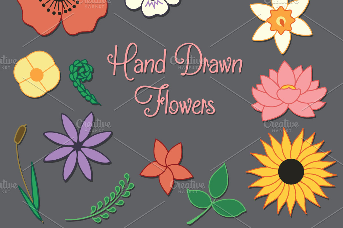 Hand Drawn Flowers Set, an Illustration by Digital Sugar (Photo 3 of 3)