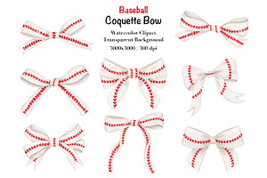 Baseball Coquette Bow Clipart