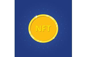 Crypto art. Nft golden coin icon, a Technology Illustration by Vector Creator