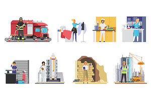 Women different professions female, a Person Illustration by Lemberg Vector