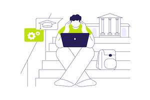 Study on the way isolated cartoon, an Education Illustration by Visual Generation