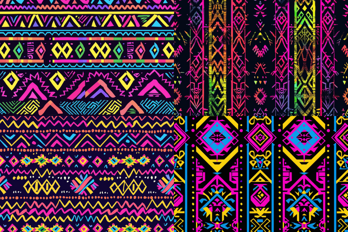 Neon Tribal Seamless Patterns, a Pattern Graphic by PrintablesByFranklyn (Photo 4 of 6)