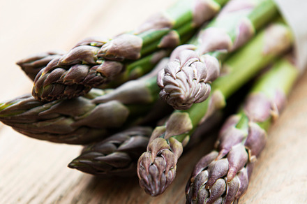 Fresh green asparagus containing asparagus, wooden, and raw, a Food & Drink Photo by Olena Rudo