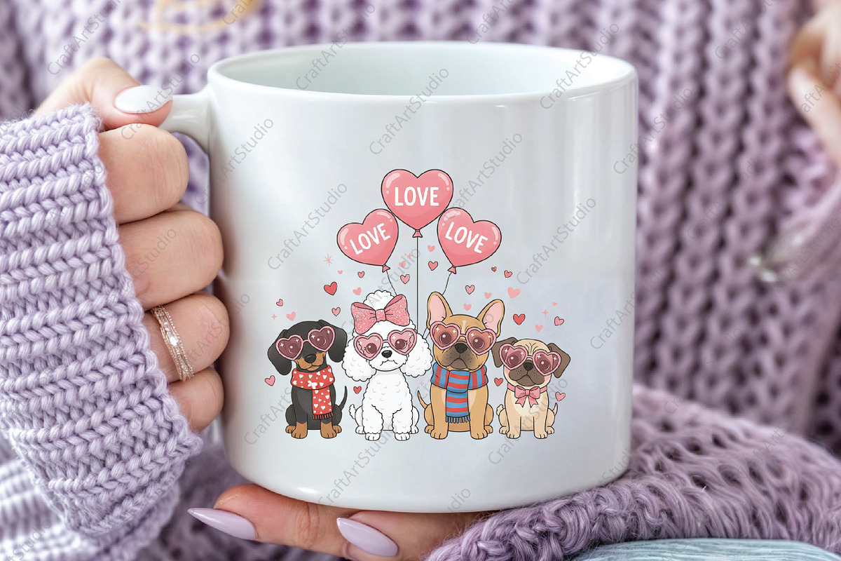 Valentine Dachshund Dogs Sublimation, an Illustration by CraftArtStudio (Photo 2 of 4)