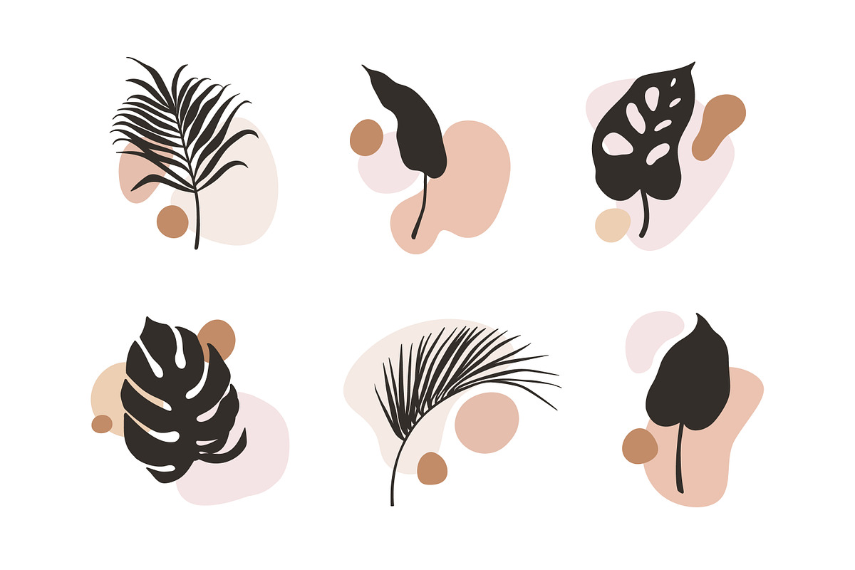 Exotic leaf and abstract shapes set, a Decorative Illustration by Good Studio (Photo 2 of 7)