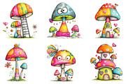 Whimsical Mushroom Clipart Bundle, an Illustration by designcity5 (Thumbnail 3 of 5)