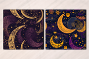 Celestial Crescent Pattern, a Pattern Graphic by Leakedink (Thumbnail 2 of 4)