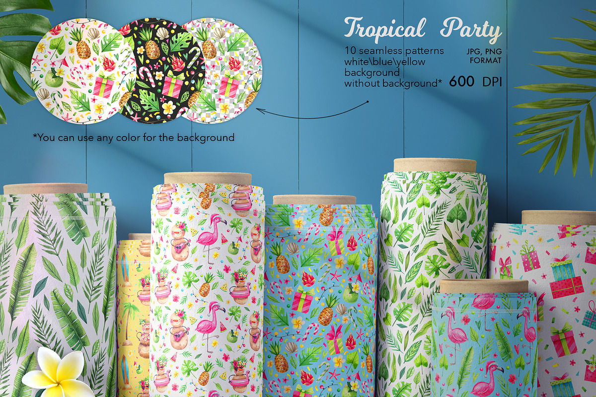 Tropical New Year Party, a Texture Illustration by Watercolor by Tonia Tkach (Photo 6 of 10)