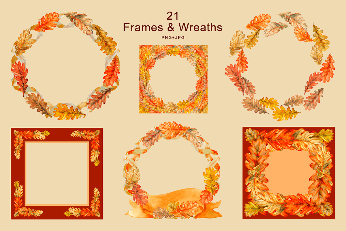 Oak&Acorn Harvest watercolor clipart, a Decorative Illustration by EL_SUHOVA (Photo 6 of 14)