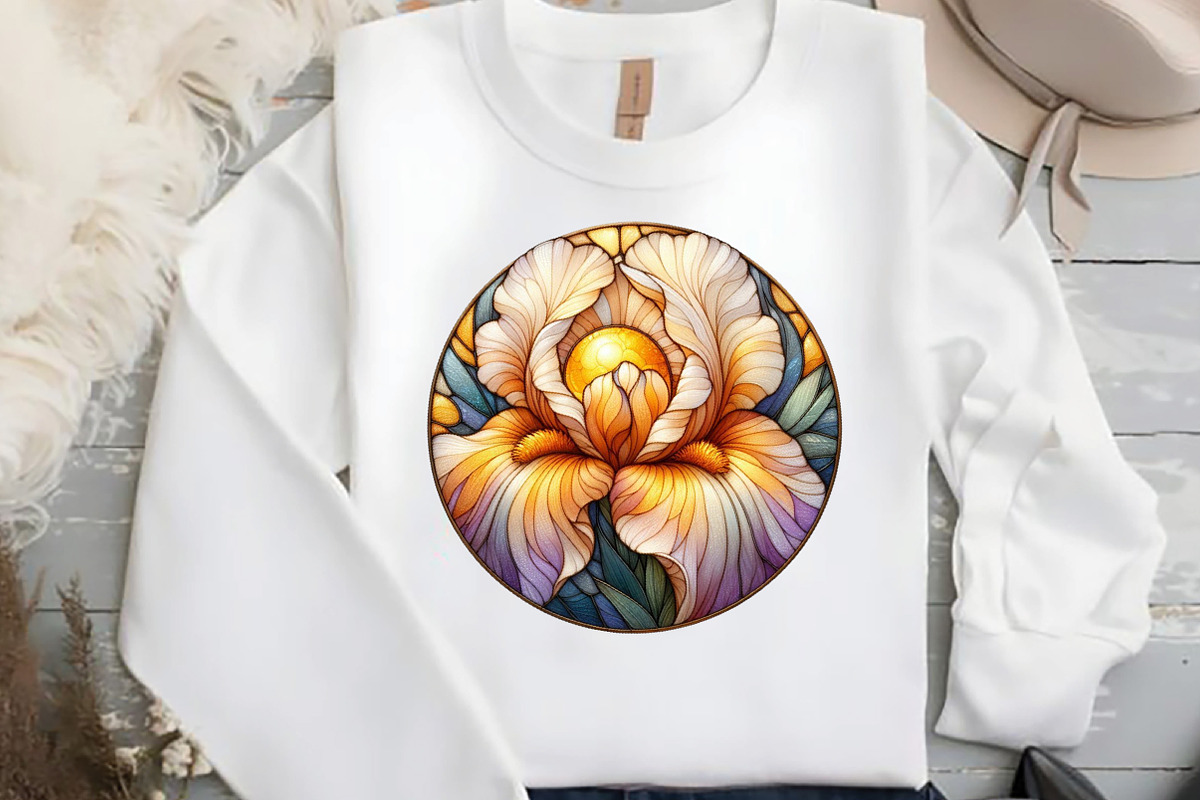 Round Flower Stained Glass Clipart, an Illustration by DreamCafeArt (Photo 4 of 5)