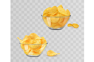 Realistic Bowl With Potato Chips