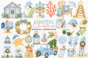 Coastal Christmas Clipart Beach PNG, a Seasonal Illustration by SugarCloudStudioArt (Thumbnail 1 of 5)