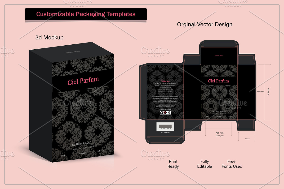 Perfume Packaging box Design 3d mock, an Object Graphic by sumonuix (Photo 2 of 2)