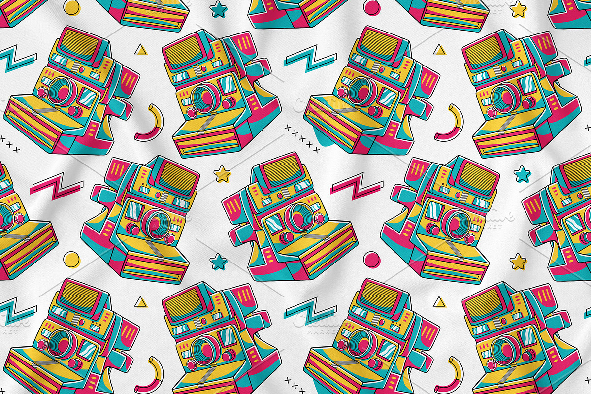 90's Vibe Polaroid Seamless Pattern, a Pattern Graphic by MEDZ (Photo 1 of 3)