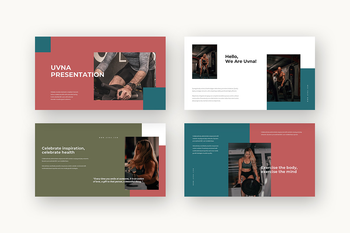 Uvna : Gym & Fitness Google Slides, a Presentation Template by Punkl Camp (Photo 2 of 16)