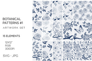 15 Boho botanical patterns, floral