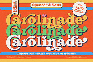 Carolinade - Retro 70s Font, a Font by Spencer & Sons Co.