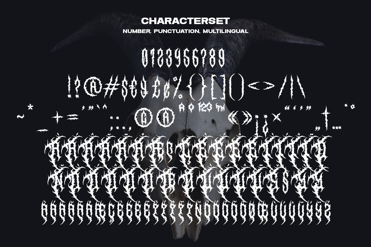 Dreamfire Death Metal Font, a Blackletter Font by Ronny Studio (Photo 11 of 11)